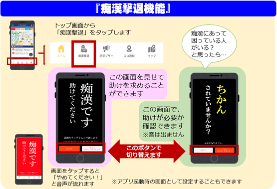 痴漢撃退機能の画像